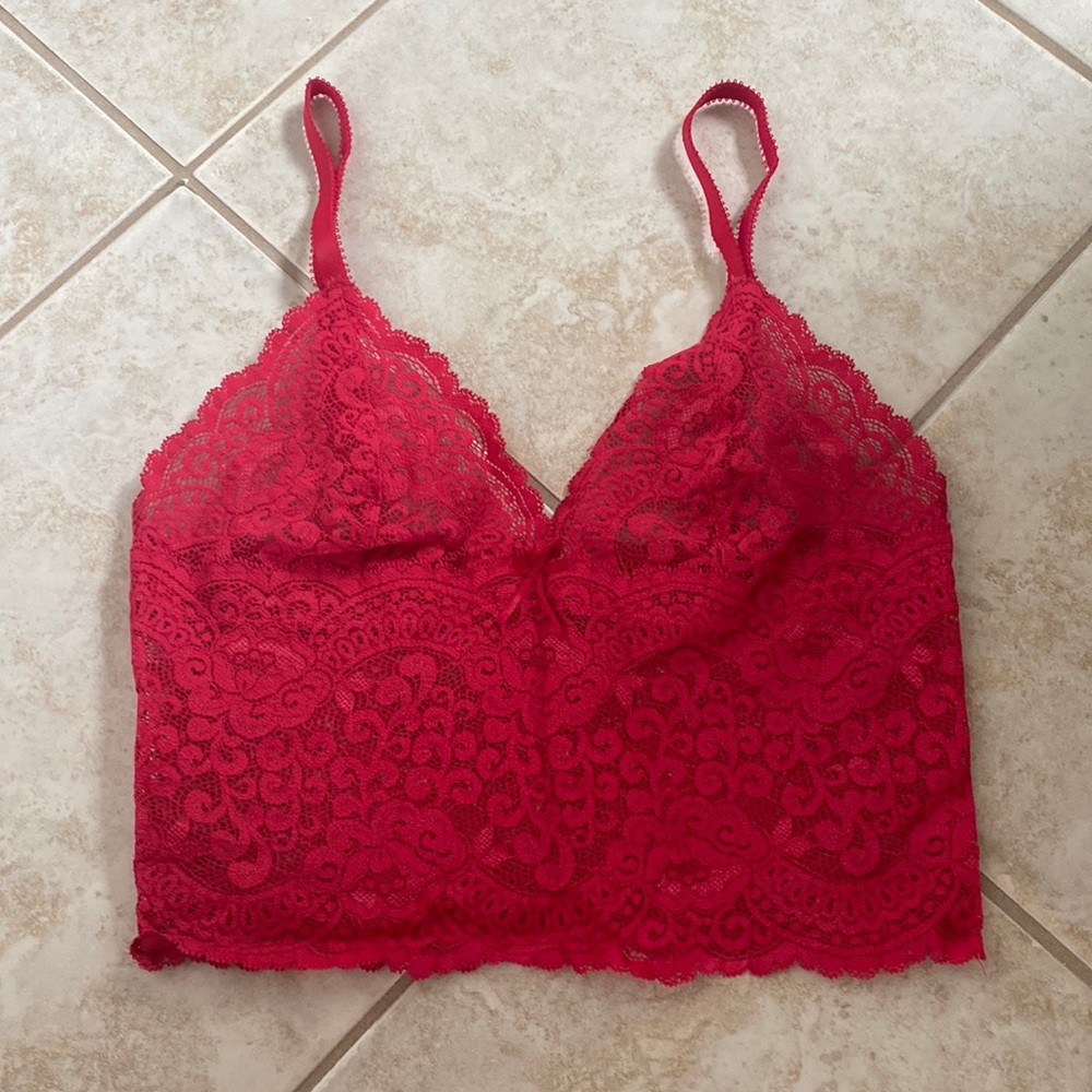 Red Lace Victorias Secret Longline Bra, S